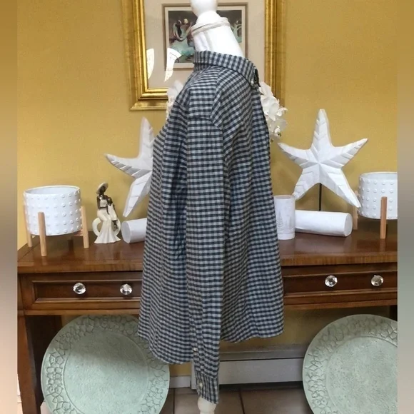 H & M Logo Men’s 100% Grey & Blk Plaid Casual Button Down Shirt Size XL NWT - Picture 8 of 14